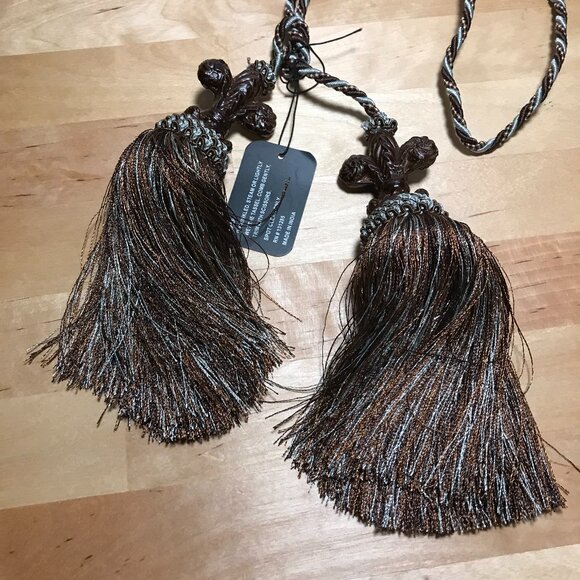 Vintage Vatican Homes Plum Taupe Curtain Braided Rope Tassel Drape Tieback - Picture 2 of 5